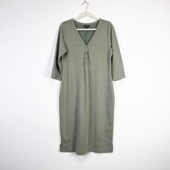 Bold Elements Sage green 3/4 long sleeve midi dress lounge casual Size XXL - Picture 1 of 4